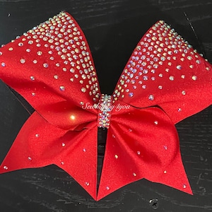 Red Cheer Bow Dance Bow Rhinestones Bling