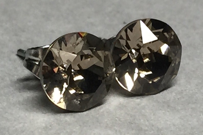 Greige Genuine Swarovski Crystal 316L Stainless Steel Etsy