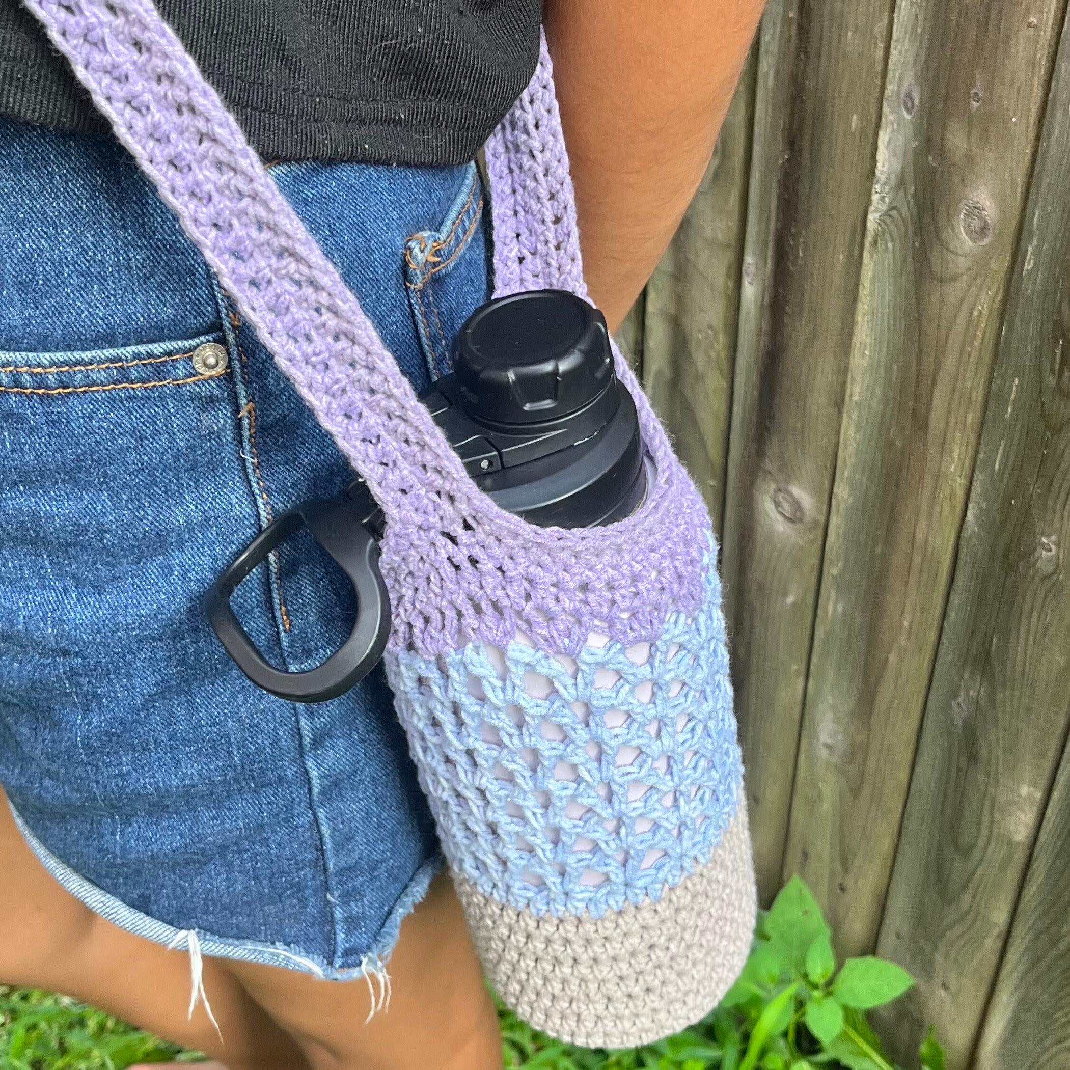 Big Crochet Water Bottle Holder Crossbody Custom Cotton Water 32 Oz Travel Carrier Gym Accessory Etsy