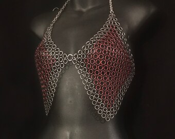 Chainmail Top with Paracord Ties Size 32 to 38 C Slave Top Sub Wear BDSM Fetish Mesh Chain Chainmaille Servant Lingerie Nightie