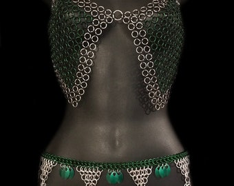 Chainmail Top with Paracord Ties Size 32 to 38 C Slave Top Sub Wear BDSM Fetish Mesh Chain Chainmaille Servant Lingerie Nightie