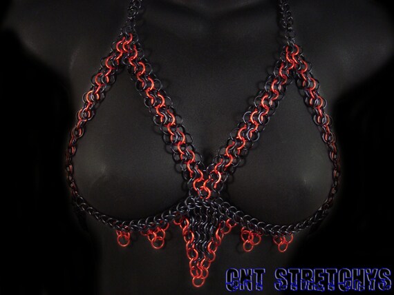 Chainmail Top with Paracord Ties Size 32 to 38 C Slave Top Sub Wear BDSM Fetish Mesh Chain Chainmaille Servant Lingerie Nightie