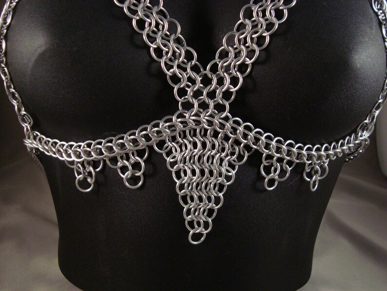 Chainmail Top with Paracord Ties Size 32 to 38 C Slave Top Sub Wear BDSM Fetish Mesh Chain Chainmaille Servant Lingerie Nightie