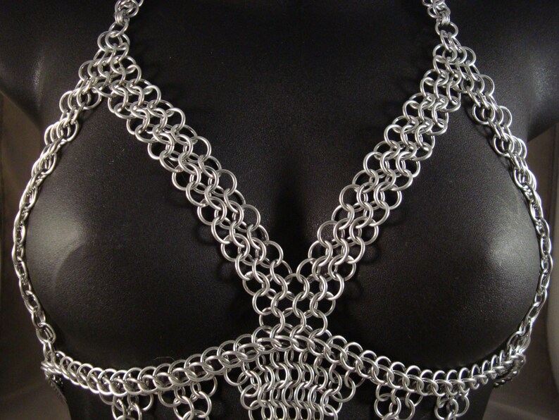 Chainmail Top with Paracord Ties Size 32 to 38 C Slave Top Sub Wear BDSM Fetish Mesh Chain Chainmaille Servant Lingerie Nightie