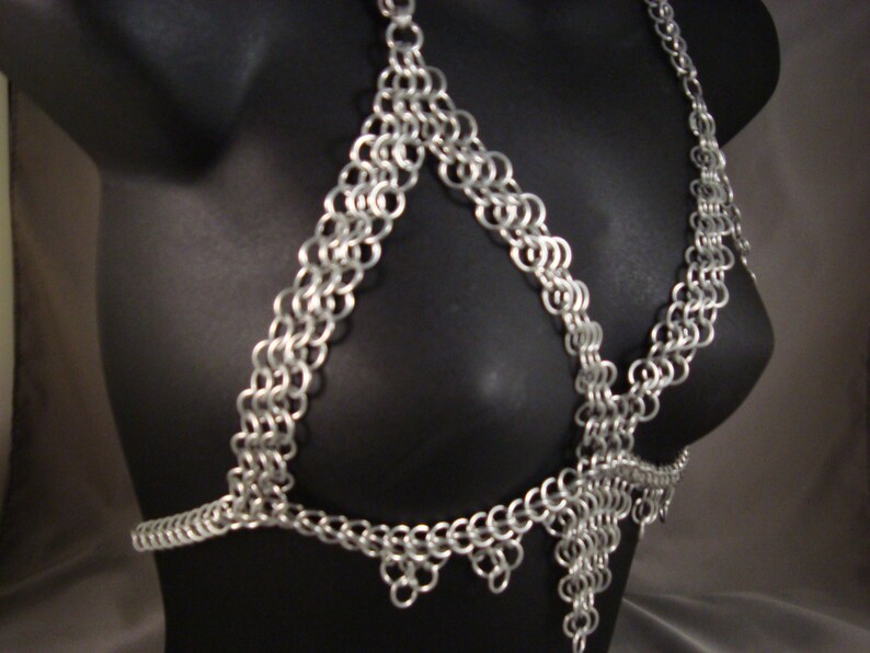 Chainmail Top with Paracord Ties Size 32 to 38 C Slave Top Sub Wear BDSM Fetish Mesh Chain Chainmaille Servant Lingerie Nightie