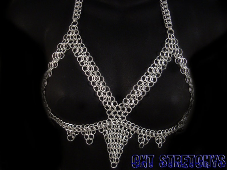 Chainmail Top with Paracord Ties Size 32 to 38 C Slave Top Sub Wear BDSM Fetish Mesh Chain Chainmaille Servant Lingerie Nightie