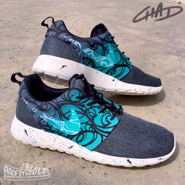 Abstract Tiffany's - Custom Hand Painted NIKE Roshe One Shoes
