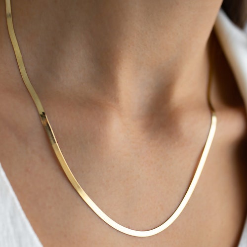 Herringbone 14k Solid Gold Chain High 