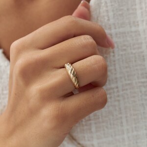 Croissant Dome Thick 14k Solid Gold Ring, Gold Twist Ring, Fine Jewelry, Gift for Her, Statement Ring, Dome Ring, Everyday Gold Jewelry