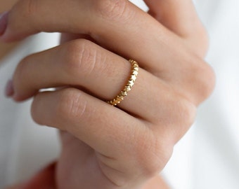 Stars 14k Solid Gold Ring, Dainty Ring, Minimalist Design, Celestial Ring, Real Gold Jewellery
