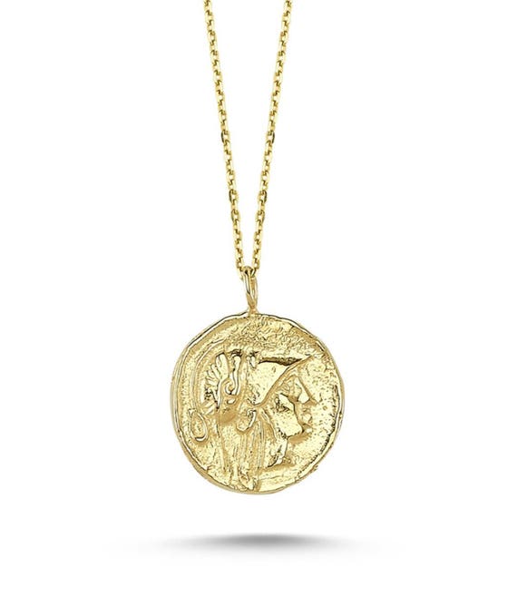 Coin Legio 14k Solid Gold Necklace Antique Money Necklace - Etsy