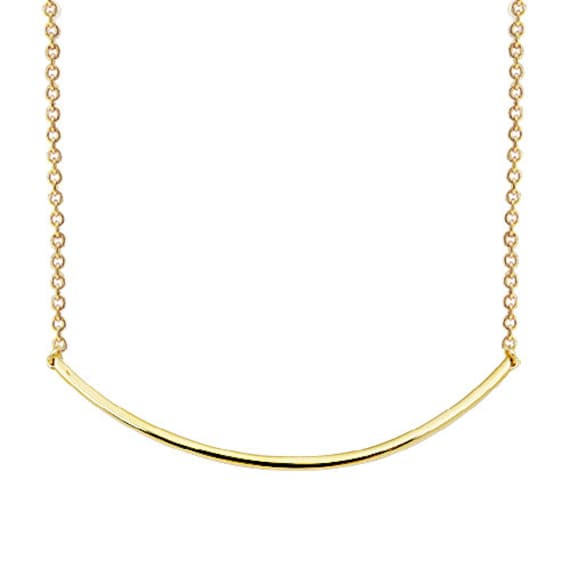 Bow 14k Solid Gold Necklace Smile 14k Solid Gold Necklace Best | Etsy