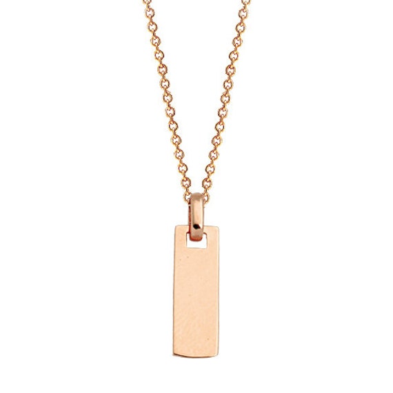 Tiny Bar Necklace Name Tag Plate Gold 