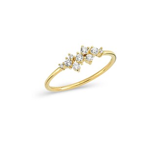 Cluster 14k Solid Gold 0.22 CT Diamond Ring Delicate Diamond - Etsy