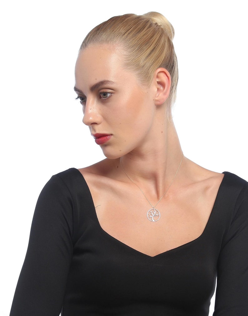 Tree of Life 14k Solid Gold Necklace White Gold Yellow Gold