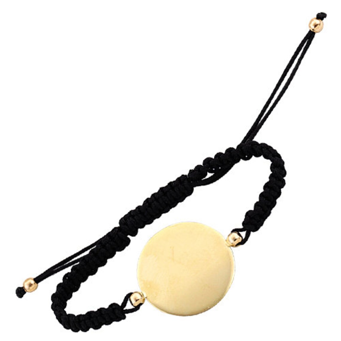 Disc 14k Solid Gold Bracelet Name Tag Bracelet Different Cord Etsy