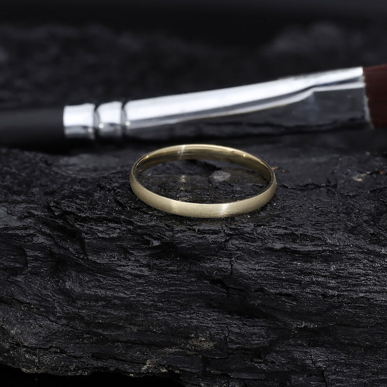 14k Solid Gold Wedding Band 2mm Plain Polished Simple Etsy UK