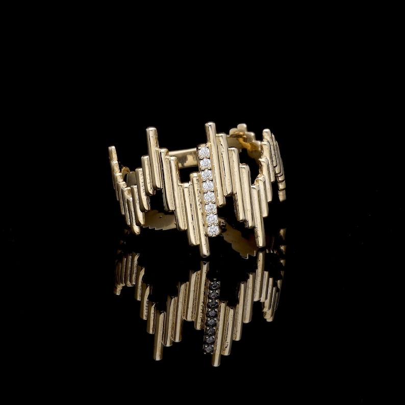 ZigZag 14k Solid Gold Ring Modern Design by F\u0130EMMA