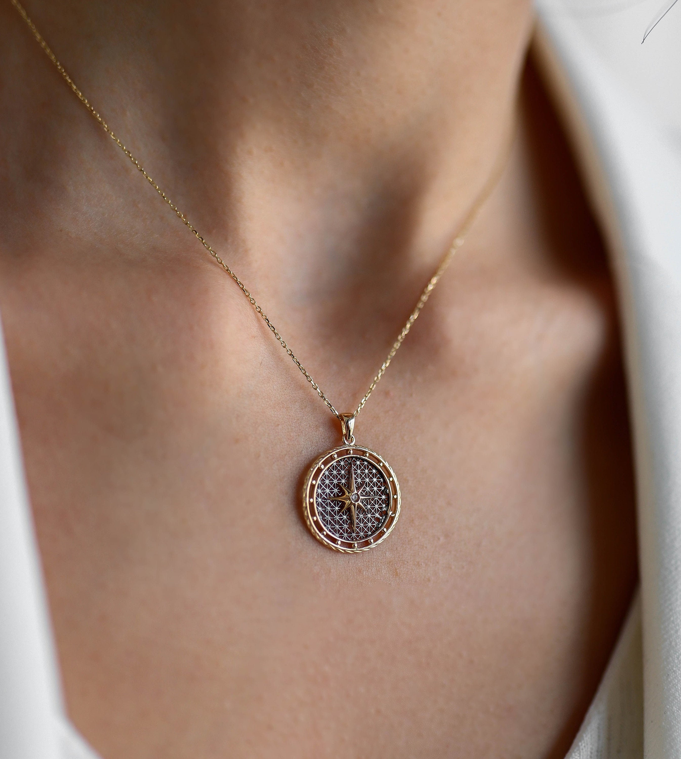 Northern Star 14K Solid Gold Necklace, Star Necklace, Celestial Necklace, Real Gold Hewellery, Dainty Necklace,Fine Jewellery by FİEMMA