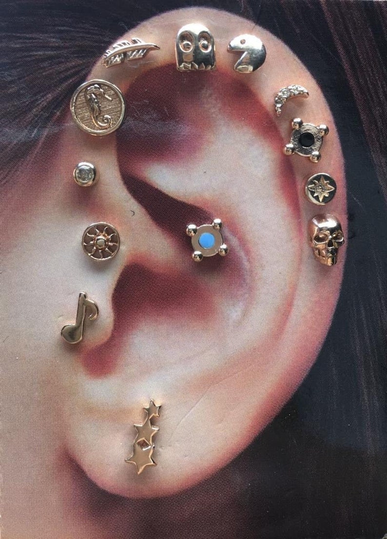 14K Solid Gold Tragus Earring9 Different Models Internal Etsy