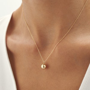 14K Real Gold Ball Cremation Urn Necklace, Personalized Ash Holder Ball Necklace, Memorial Urn Jewelry, Gold Ash Holder Pendant