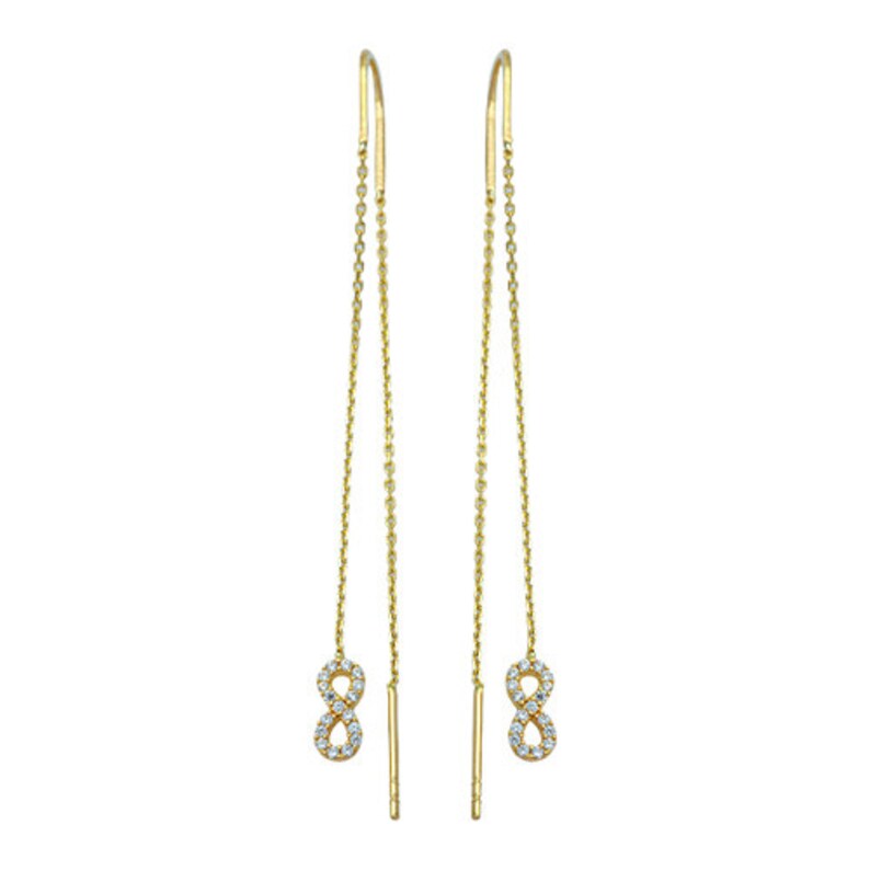 Infinity 14k Solid Gold Threader Earring