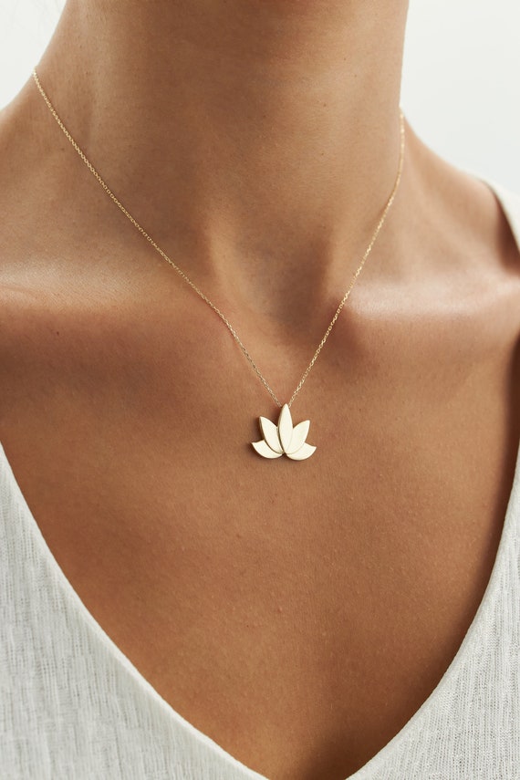 Gold lotus necklace deals