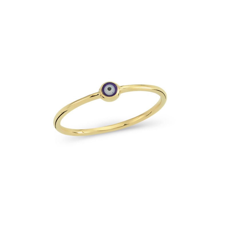 Evil Eye 14k Solid Gold Ring Dainty Ring Minimalist Design | Etsy