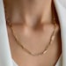 Paperclip Chain 14k Solid Gold Necklace, Rectangle Long Link Necklace, 4 mm Width, Oval Link Chain Necklace
