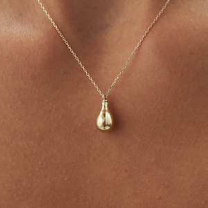 14K Real Gold Tear Drop Cremation Urn Necklace, Personalized Ash Holder Tear Drop Necklace, Memorial Urn Jewelry, Gold Ash Holder Pendant