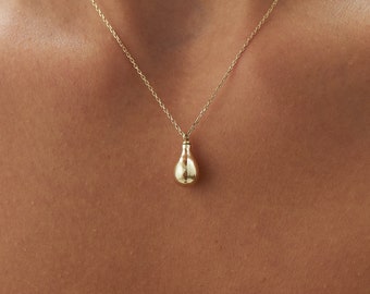 14K äkta guld tårdroppehalsband för kremering av urna, personligt askhållare tårdroppehalsband, urnasmycken, askhållarehänge i guld