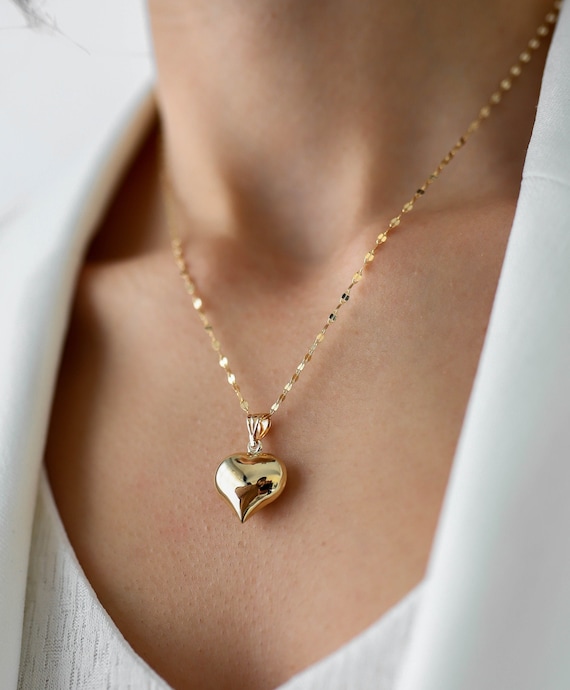 Chain Necklaces Heart Charms  Gold Necklace Heart Necklace