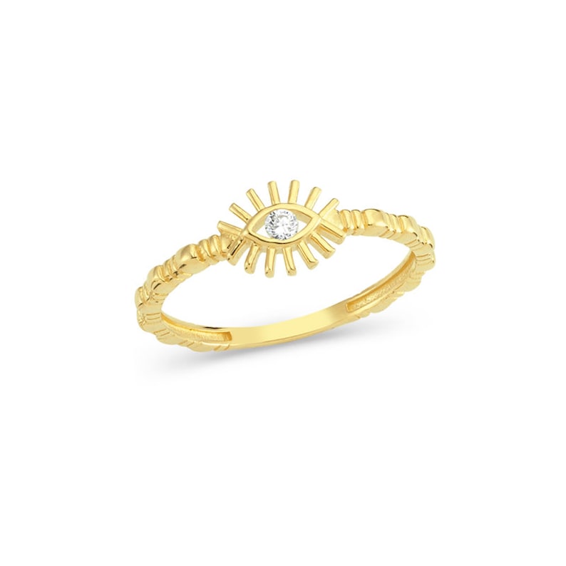 Dainty Ring Gift for Her Protective Style Minimalist Ring Eye 14k Solid Gold Diamond Ring