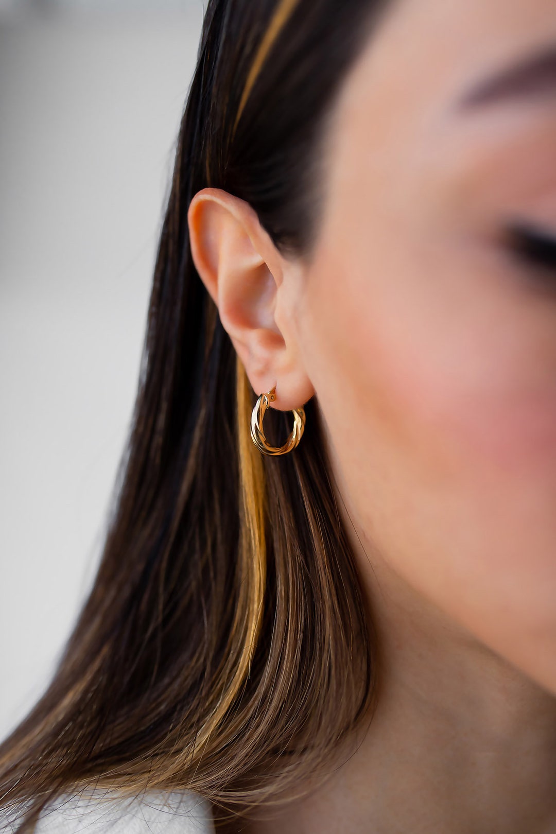 Twisted Hoops 14k Solid Gold Earring, Twist Hoops Earring, Solid Gold ...