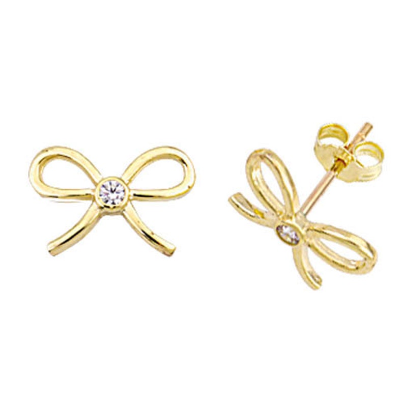 Bow 14k Solid Gold Earring Best Price Etsy