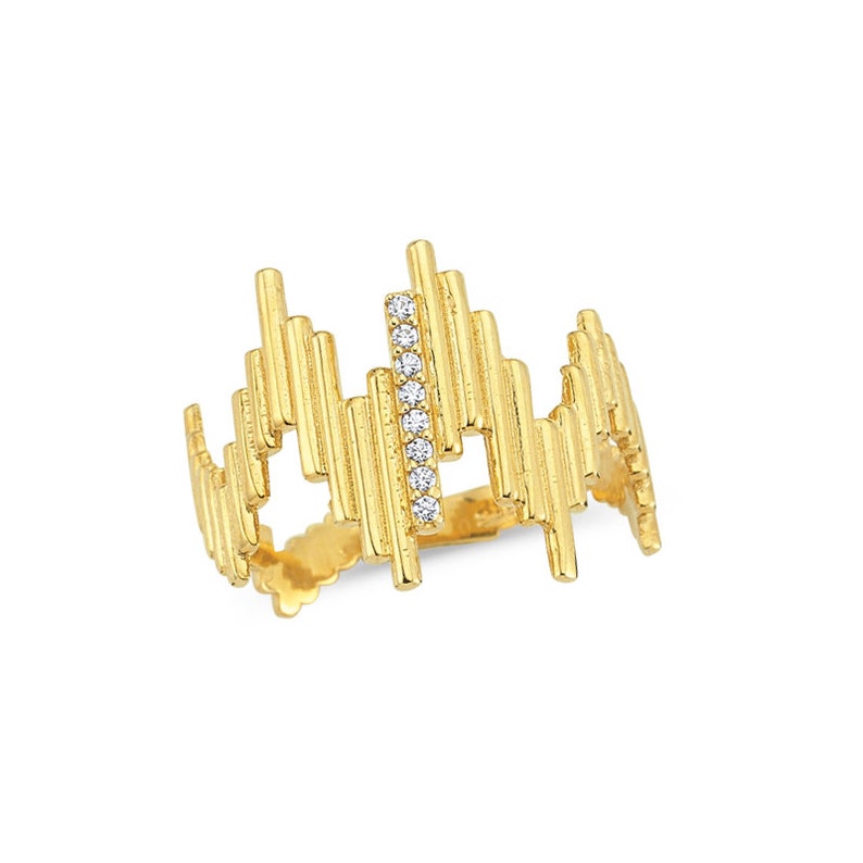 ZigZag 14k Solid Gold Ring Modern Design by F\u0130EMMA