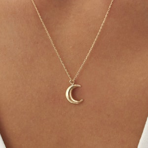 14K Echtgold Mond Urne Halskette, Personalisierte Asche Halter Mond Halskette, Gedenkurne Schmuck, Gold Asche Halter Anhänger