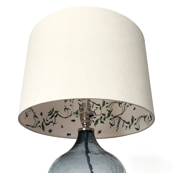 Lampshade With Busy Bee Lining | Ceiling Shade | Table Lamp | Drum Lampshade | Pendant Lampshade | Inside Out | Bumble Bee | Bees | Lighting