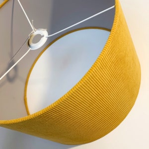 Corduroy mustard drum Lampshade - white lining | Ceiling Shade | Table Lamp | Drum Lampshade | Pendant Lampshade | Yellow Lampshade