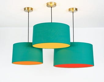 Jade Green Drum Lampshade | Handmade Cotton Ceiling/Table Shade - Mix & Match