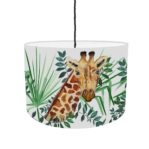 Grey Giraffe Lampshade - White Lining | Giraffe | Safari | Drum Lampshade | Pendant Lampshade | Bedroom Lighting