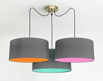 Dark Grey Drum Lampshade – Handmade Cotton Ceiling/Table/Floor Lamp Shade