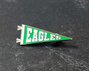 Eagles green pennant flag enamel pin, Philly sports fan gift