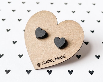 Mini black heart studs, Valentine's Day