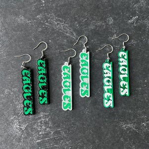 Retro Eagles football earrings, Philadelphia football fan jewelry, lightweight green sports earrings, Philly sports fan gift