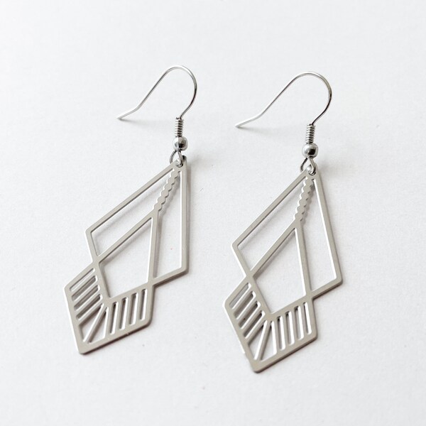 FINAL SALE - Stainless steel geometric earrings, lightweight earrings, small earrings, modern statement earrings