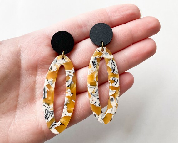 Yellow statement earrings sale