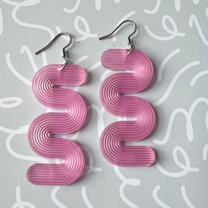 Mini colorful squiggle earrings, funky acrylic statement jewelry, rainbow plastic earrings, laser cut earrings, summer earrings image 9