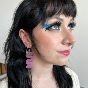 Mini colorful squiggle earrings, funky acrylic statement jewelry, rainbow plastic earrings, laser cut earrings, summer earrings image 10
