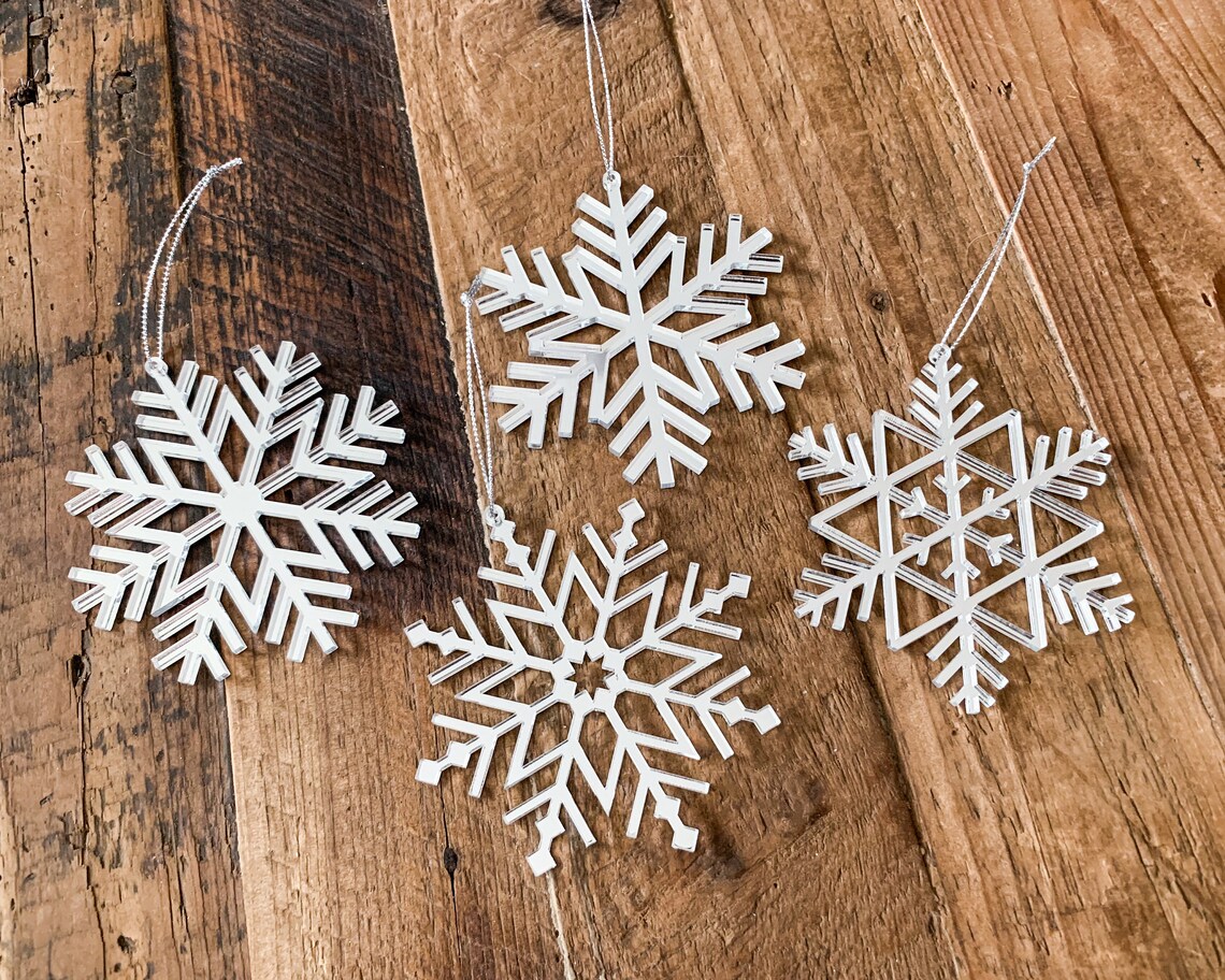 Silver snowflake ornament set silver christmas ornament Etsy